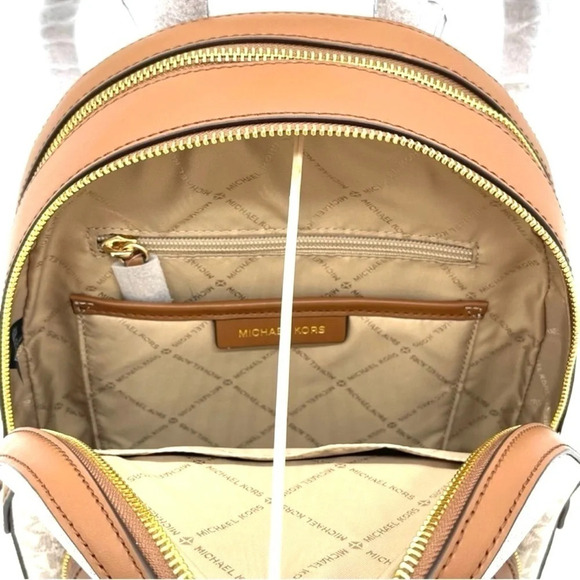 Michael Kors Jaycee Medium Zip Packet Backpack Vanilla/Brown - Picture 7 of 11